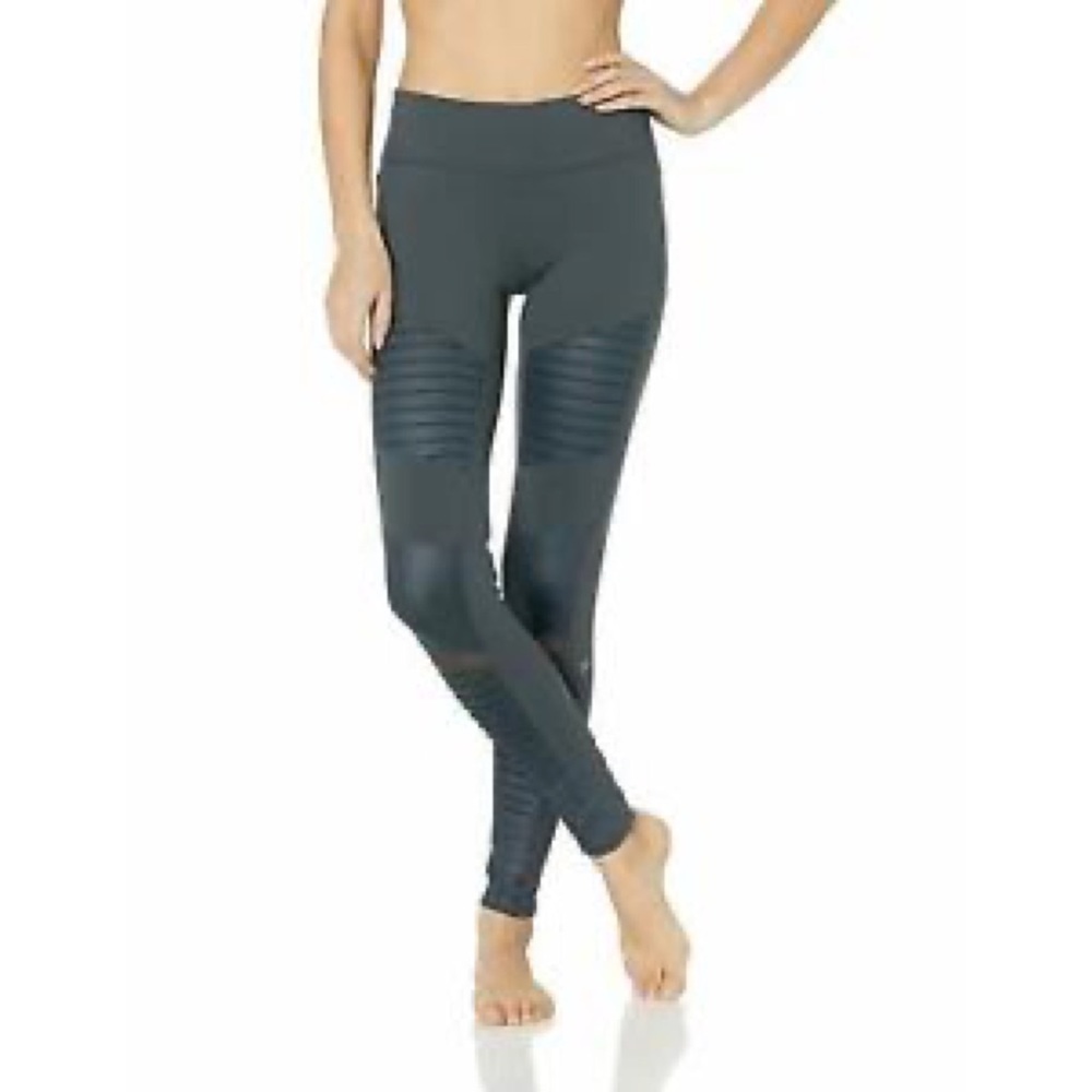 ALO yoga moto leggings glossy sheer green